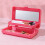 Boîte à maquillage pliable avec miroir rose fuchsia à 2 compartiments 4