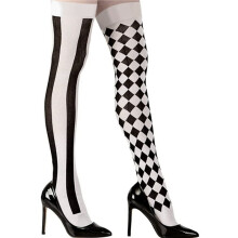 4X Women Clown Asymmetrical Vertical Striped over Knee Long Sock Thigh Highs Stockings