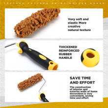 Paint Roller Kit 3 Pcs Texture Sponge Paint Rollers 6 Inch Texture Pattern Roller Brush Tool with Roller Frame