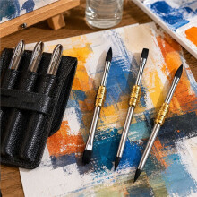 3pcs Dual-Tip Travel Watercolor Brushes for Plein Air Painting, Gouache, Ink Plein Air Painting