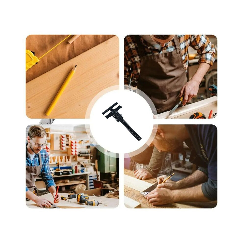 T Ruler Metal Slider Ruler Accurate Woodworker Ruler Angle Measurement Scribe Tool Woodworking Practical Carpentera 6032839167412