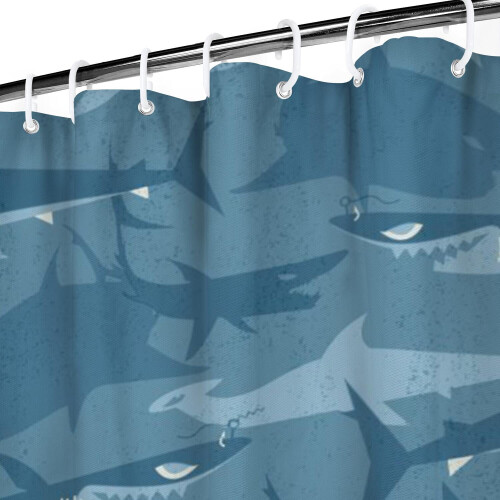 Cortina Shark World em poliéster impermeável, 183 x 213 cm (72 x 84 polegadas) 2