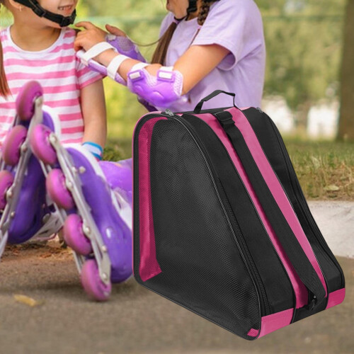 Roller Skate Bag Breathable with Adjustable Strap Pink 1
