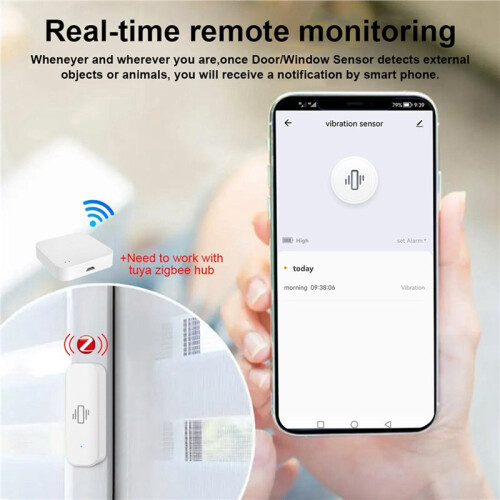 3X Tuya  Vibration Sensor ZigBee Tuya Sensor Monitor App Control Security Protection Zigbee Sensor