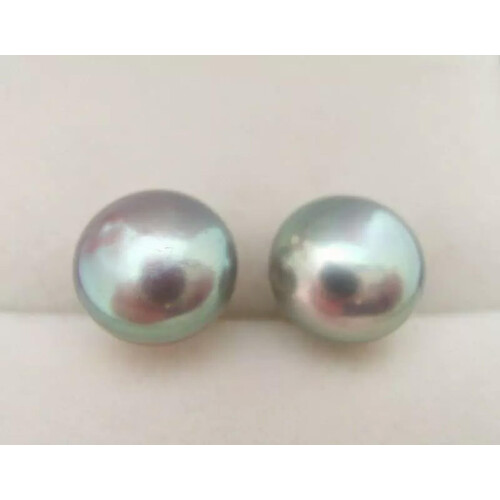 AAA 9mm Grey Pearl Earrings 925 Sterling Silver Stud 1