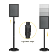 Sign Holder Stand 8.5x11 Inch Adjustable Floor Standing Sign Holder - Signage Stand with Snap-Open Frame Display
