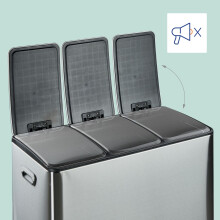 Keukenprullenbak met 3 compartimenten, 3x 15L, deksel met softclose-functie