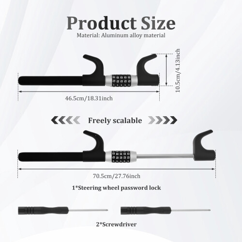 Steering Wheel Lock Retractable Universal Anti-Theft Device 1