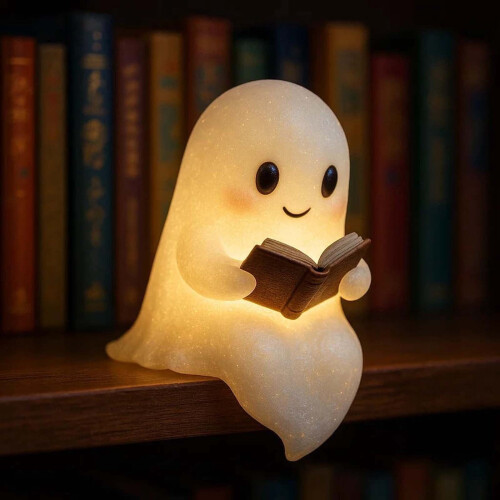 Luminária de mesa LED branca com fantasma para o Halloween, 21,8 cm (8,6 polegadas) 2