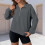Damen-Pullover-Sweatshirt mit Viertelreißverschluss, Grau, Größe L 2
