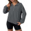 Damen-Pullover-Sweatshirt mit Viertelreißverschluss, Grau, Größe L 3