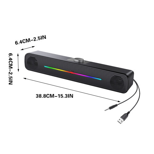 Computer Speakers RGB USB-Powered with Enhanced Bass 1 Pc 1