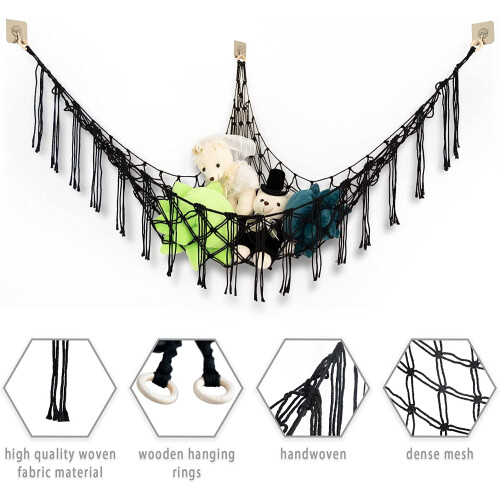 Stuffed Animal Hammock Net Macrame Mesh 55 inch with Hooks 2
