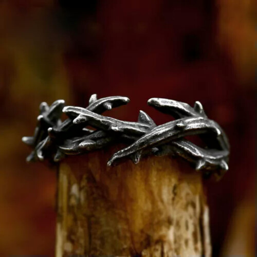 Βέρα Vintage Thorns από τιτάνιο, Unisex, ροζ, μέγεθος δαχτυλιδιού 2