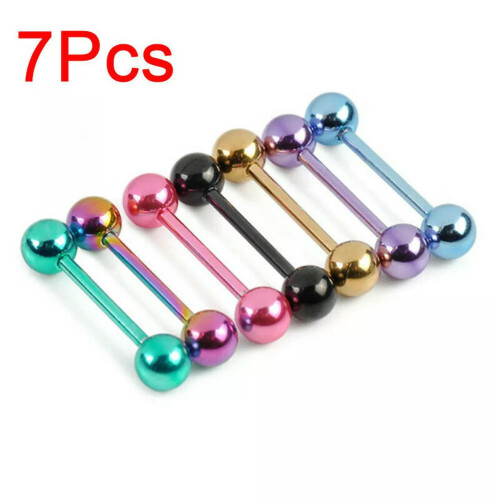 Edelstahl-Kugel-Zungenpiercing-Set, 7-teilig 2