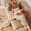 Beige polyester sierkussen 45x45cm met hoes met ritssluiting 6