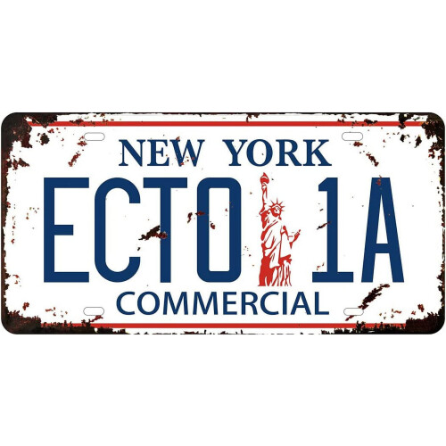 Réplica metálica da placa ECTO-1ECTO-1A, 12x6 polegadas. 2