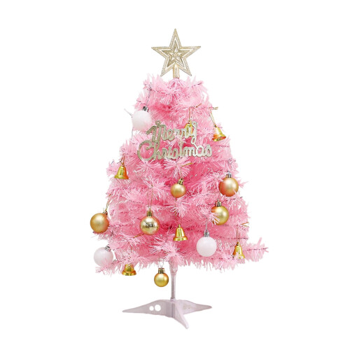 Pink Christmas Tree Tabletop Artificial Mini Decor with 1
