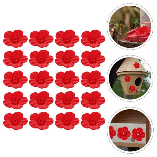 Soimiss Red Plastic Hummingbird Feeder Flowers 30 Pack 2