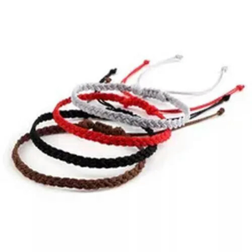 Pulseira de cordão encerado cáqui com nó trançado 2