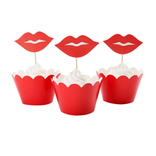 Soimiss Valentinstag Cupcake-Topper rot 12 Stück 2