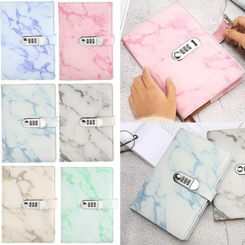 Caderno com cadeado de metal com senha e capa em couro PU (2 unidades) 2