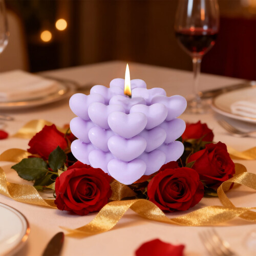 Bougie parfumée violette en forme de cœur (1 pièce) 2
