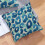 Fodere per cuscini leopardate in lino blu e verde, 18x18 cm, set da 2 6