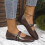Γυναικεία Casual Flat Loafers Καφέ PU Slip-On Μέγεθος 5US 5