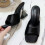 Schwarze Damen-High Heels mit Blockabsatz und Gummisohle 5
