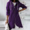 Γυναικείο μακρύ oversized φούτερ με κουκούλα και φερμουάρ Y2K, μωβ 3