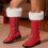 Γυναικείες χειμερινές μπότες Santa Boots από γούνινο σουέτ, κόκκινες, μέγεθος 7 7