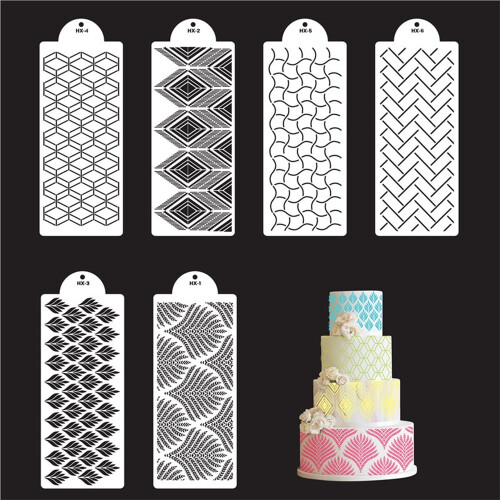 Moldes de plástico para bolos com estampas florais vazadas e rendas. 2