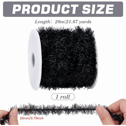 Polyester Tinsel Garland Black 20mm 20m per set 1