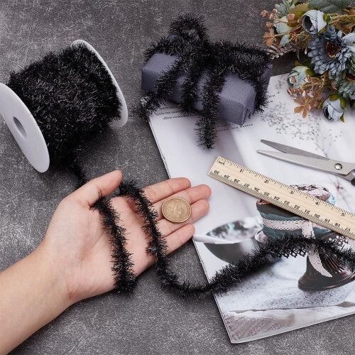 Polyester Tinsel Garland Black 20mm 20m per set 2