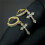 925 Silver Cross CZ Hoop Drop Earrings 4