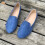 Γυναικεία μπλε σουέτ slip-on φλατ παπούτσια με στρογγυλή μύτη, μέγεθος 8.5US 4