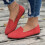 Γυναικείο κόκκινο σουέτ φλατ παπούτσι Slip-On με στρογγυλή μύτη, μέγεθος 5,5US 8