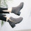 Damenstiefel mit eckiger Spitze und Absatz, Obermaterial aus Samt, Größe 35 2