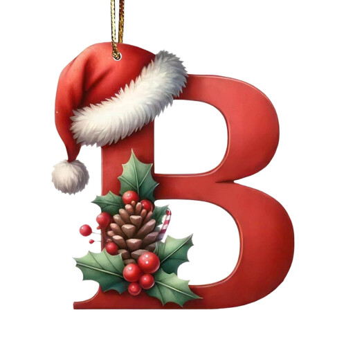 Acrylic Christmas Tree Pendant 26 Letters Red 1