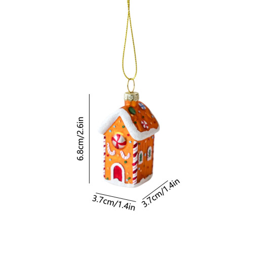 Glass Gingerbread House Ornament Handcrafted Candy Design 1 2