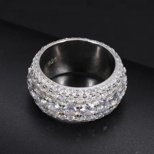 Moissanite Ring for Men S925 Sterling Silver Pave Setting 2