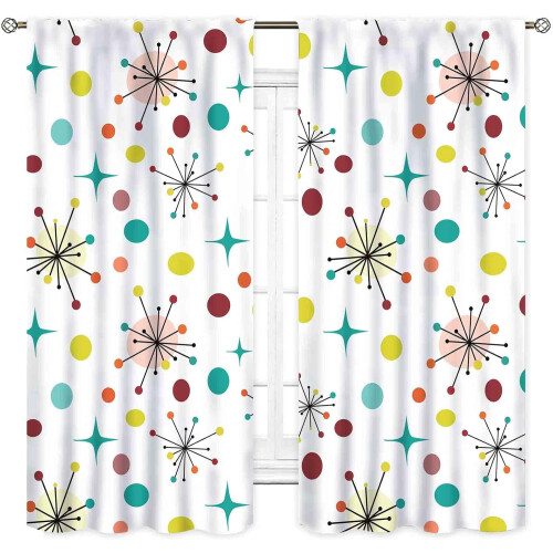 Mid-Century Modern Curtains Geometric Atomic Pattern 2 1