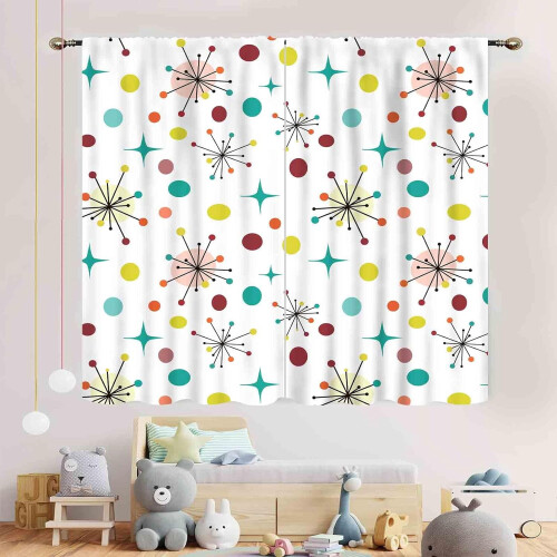 Mid-Century Modern Curtains Geometric Atomic Pattern 2 2