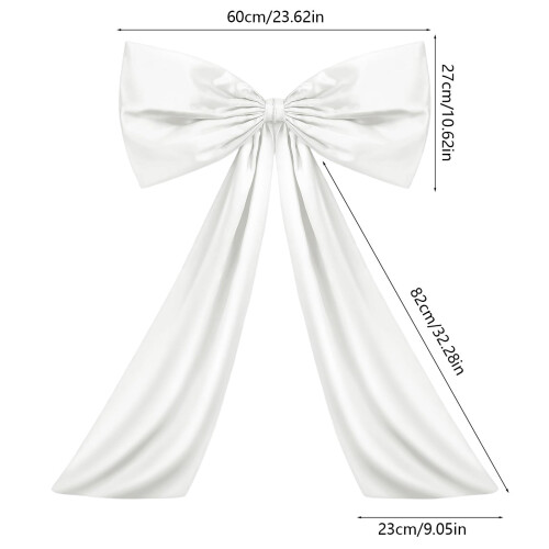 White Bow Decoration Fabric 60x27cm with 82cm Tails 2