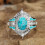 925 Sterling Silver Turquoise Moonstone Ring Set 3 Pieces 2