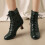 Women's Winter Boots Lace-Up Pointed Toe Chunky Heel Ankle 2