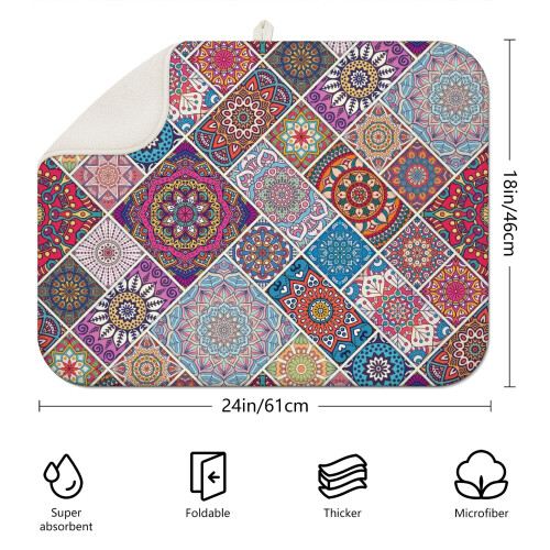 Boho-Trockenmatte mit Blumenmuster, Mikrofaser, 45,7 x 61 cm 1