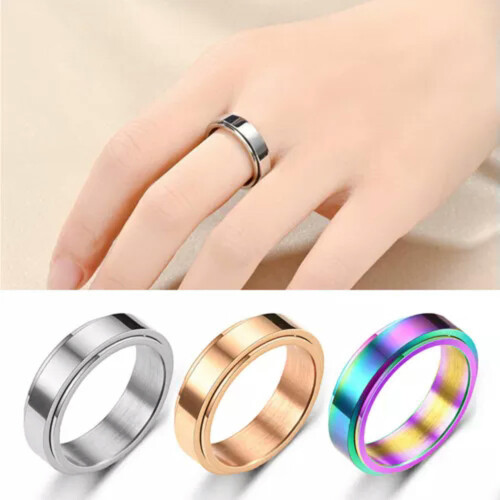 Titanium angstverminderende draaibare ring voor dames, maat 7 1
