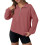 Women's Quarter-Zip Pullover Sweatshirt Long Sleeve Red M 3